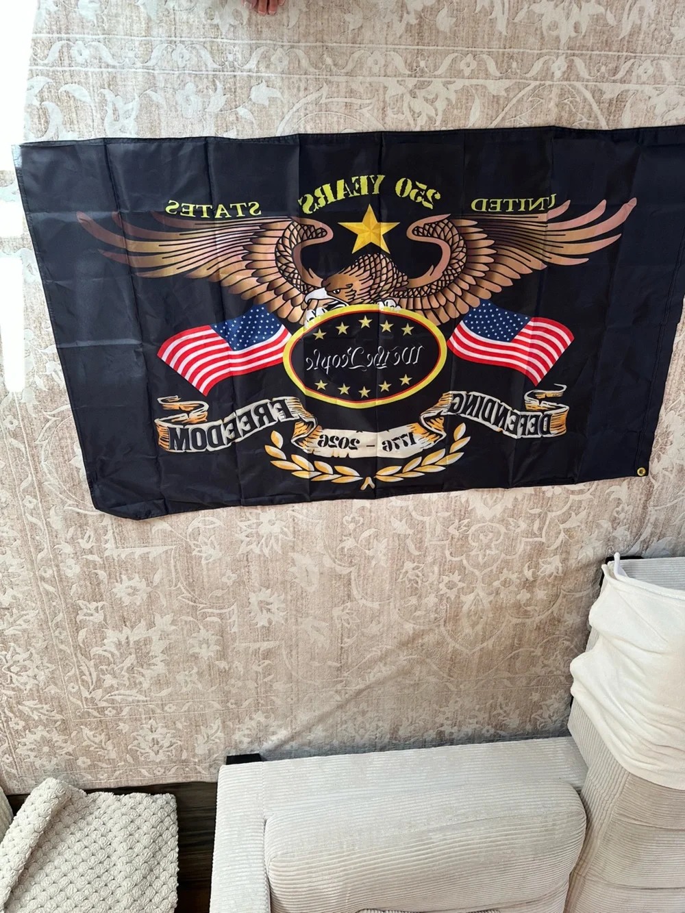 Patriotic Black Eagle Wall Flag - U.S. Freedom Design